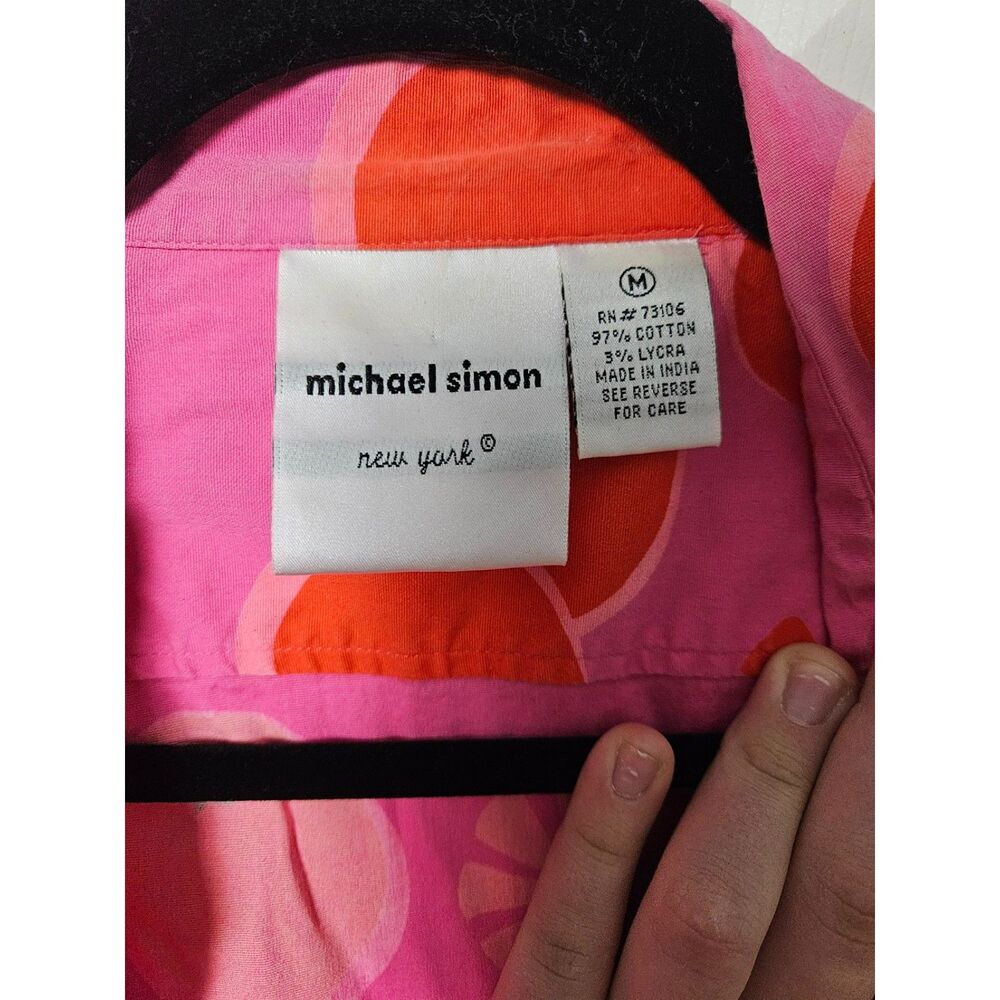 Michael Simon Size Medium Button Up Shirt Pink - image 2